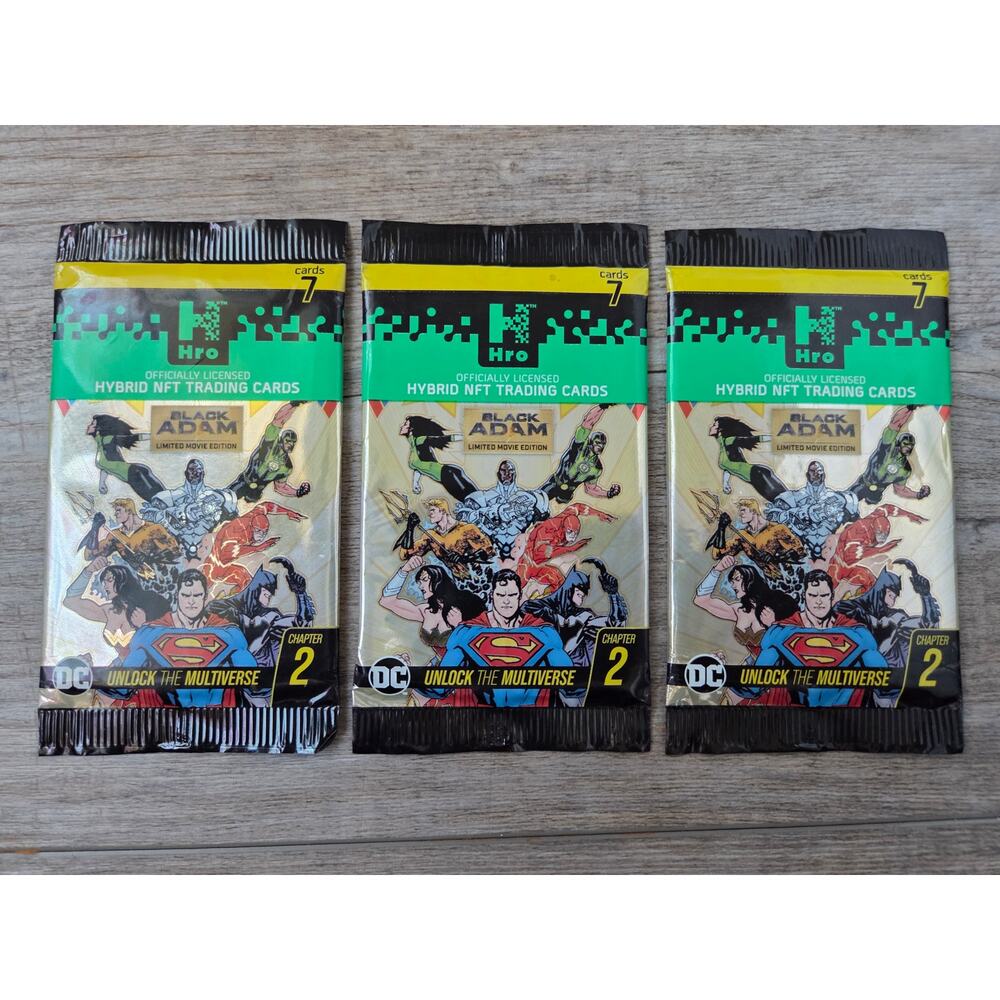 DC Hro Chapter 2 Black Adam Hybrid NFT Trading Cards 7-Card Pack Sealed Lot of 3